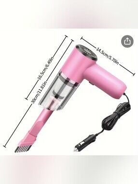 Pink Plug In Handheld Car Vacuum Cleaner
